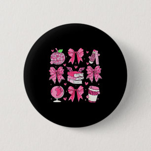 Badge Rond 5 Cm Coquette Rose Ruban Pomme Appréciation Enseignant