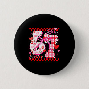 Badge Rond 5 Cm Coquette Valentine 67 Six Seven Cœur Arc Valentin