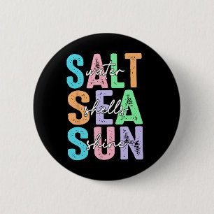 Badge Rond 5 Cm Coquillages d'eau salée Ensoleillement Vacances d'