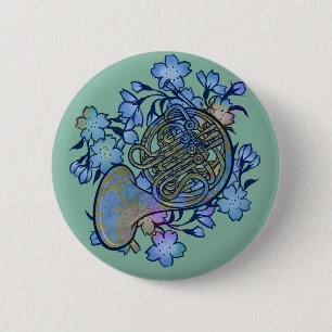 Badge Rond 5 Cm Cor d'harmonie Fleurs Bleues Classe de Groupe