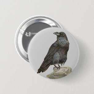 Badge Rond 5 Cm Corbeau