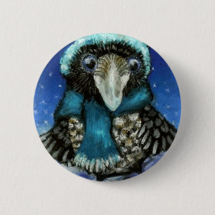 Badge Rond 5 Cm Corbeau de ski