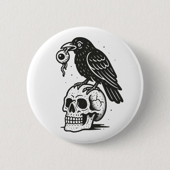 Badge Rond 5 Cm Corbeau déplaisant (Devant)