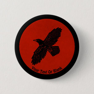 Badge Rond 5 Cm Corbeau rouge