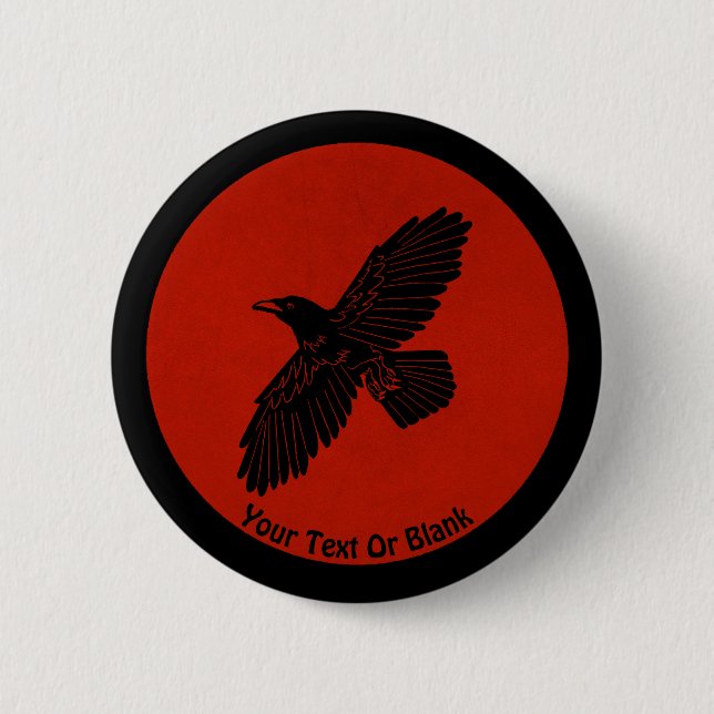 Badge Rond 5 Cm Corbeau rouge (Devant)