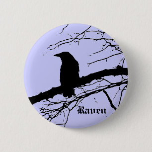 Badge Rond 5 Cm Corbeau sur l'arbre