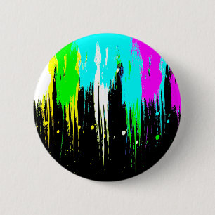 Badge Rond 5 Cm Corey Tiger 1980 Vintage Paint Drip