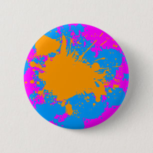 Badge Rond 5 Cm Corey Tiger 80s Retro Paint Splatter (Multicolor)