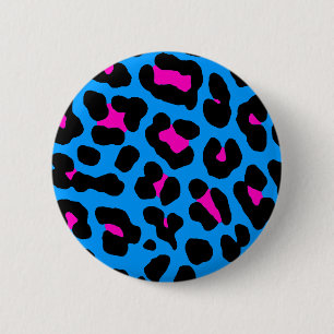 Badge Rond 5 Cm Corey Tiger 80s Vintage Leopard bleu