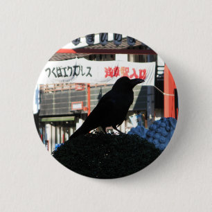 Badge Rond 5 Cm Corneille japonaise