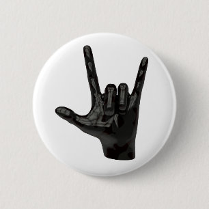 Badge Rond 5 Cm cornes diable main
