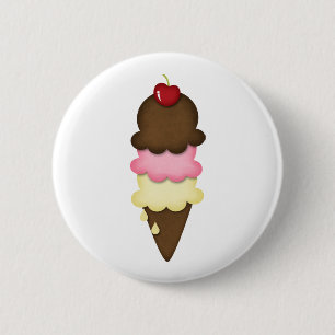 Badge Rond 5 Cm cornet de crème glacée