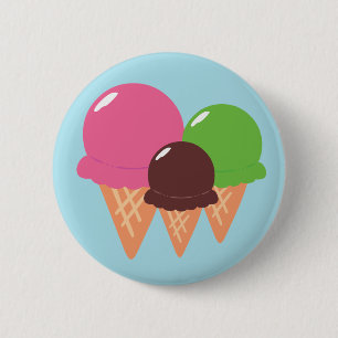 Badge Rond 5 Cm Cornets de crème glacée