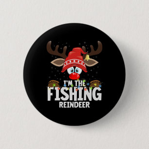 Badge Rond 5 Cm Correspondance de Noël Je suis le renne de pêche 