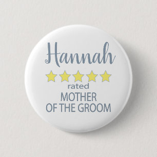 Badge Rond 5 Cm Cortège de Mariage & de Noce 5 Étoiles Mère du Mar