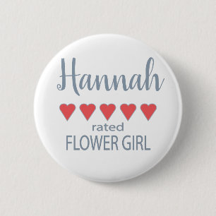 Badge Rond 5 Cm Cortège de Mariage et de Fiançailles Fille aux Fle