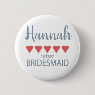 Badge Rond 5 Cm Cortège de mariage et mariée 5 cœurs demoiselle d'