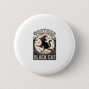 Badge Rond 5 Cm Costume de chat noir vintage Halloween sorcière ch