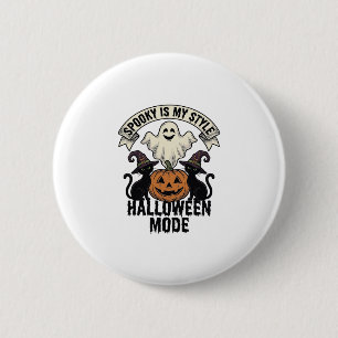 Badge Rond 5 Cm Costume de fantôme d'Halloween Chat de citrouille