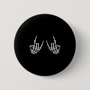 Badge Rond 5 Cm Costume de Halloween squelette de rock signe de la