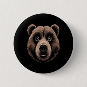Badge Rond 5 Cm Costume Halloween Visage de l'ours Brown Ours Anim