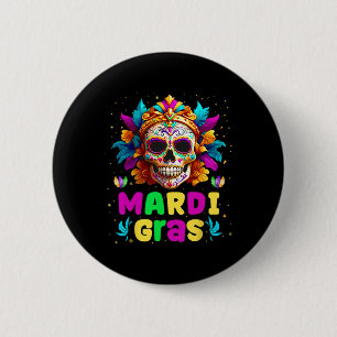 Badge Rond 5 Cm Costume Jester Crâne super Mardi Gras Men W