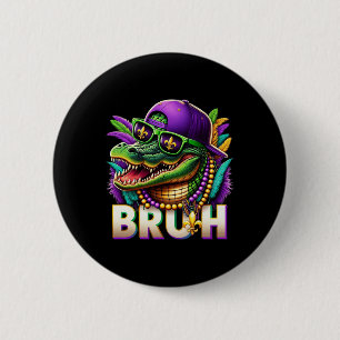 Badge Rond 5 Cm Costume Mardigator Alligator Bruh Mardi Gras Adole