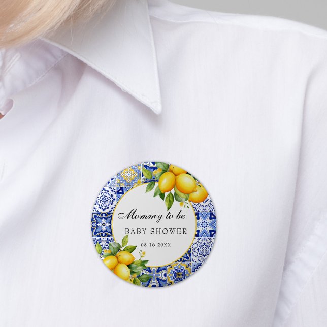 Badge Rond 5 Cm Côte d'Amalfi Baby shower italien Citrus Lemon (Créateur téléchargé)