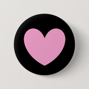Badge Rond 5 Cm Coton Candy Pink coeurs de polka sur noir