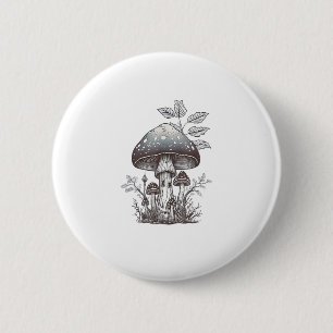 Badge Rond 5 Cm Cottagecore Champignon Goblincore Esthétique Champ