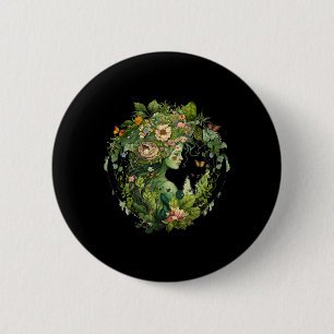 Badge Rond 5 Cm Cottagecore Floral Mère Terre Hippie Nature Pâte