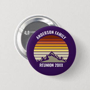 Badge Rond 5 Cm Coucher de soleil rétro violet montagne personnali