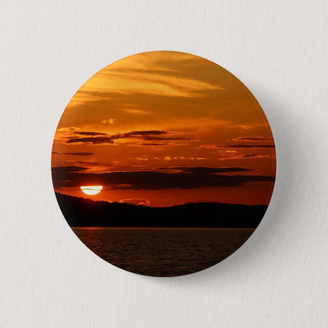 Badge Rond 5 Cm Coucher de soleil rouge (Devant)