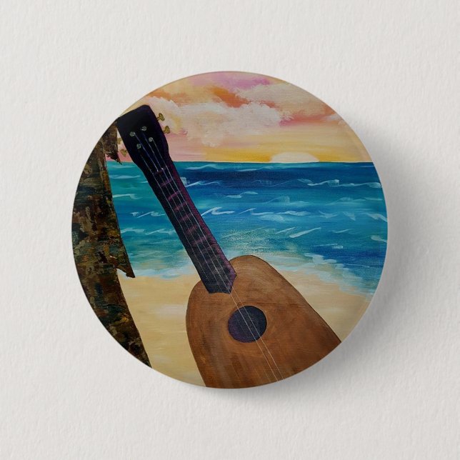 Badge Rond 5 Cm coucher du soleil d'Hawaï (Devant)