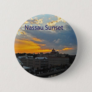 Badge Rond 5 Cm Coucher du soleil, Nassau Bahamas