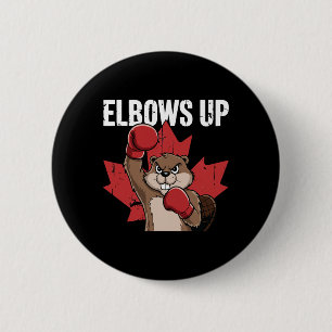 Badge Rond 5 Cm Coudes vers le haut Boxe de castor Fier Cana fort 