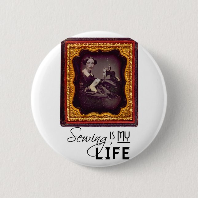 Badge Rond 5 Cm Coudre Est Ma Vie (Devant)