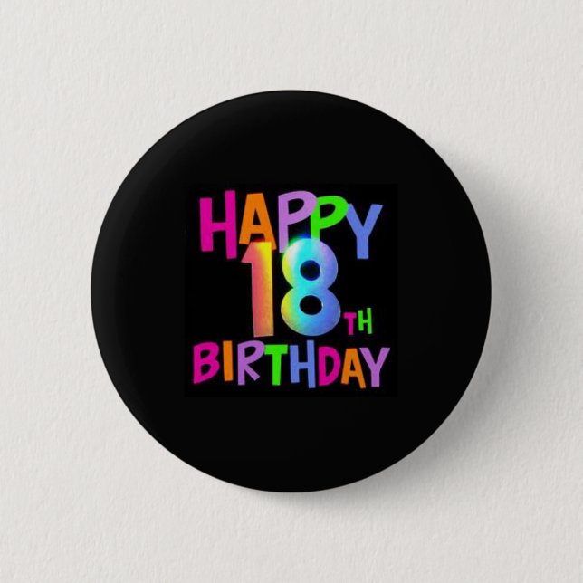 Badge Rond 5 Cm COULEUR MULTI de JOYEUX 18ème ANNIVERSAIRE (Devant)
