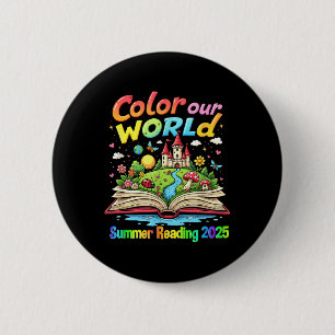 Badge Rond 5 Cm Couleur Notre Monde Été 2025 Programme de Lecture