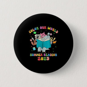 Badge Rond 5 Cm Couleur Notre Monde Lecture Été 2025 Librarian Boo