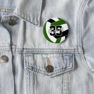 Badge Rond 5 Cm couleurs de l'équipe de volley-ball noir