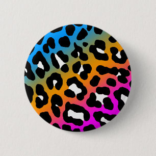 BADGE ROND 5 CM COULEURS D'EMPREINTE DE LÉOPARD D'ANNÉES '80 DE