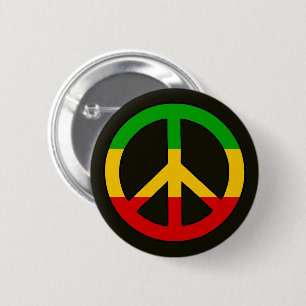 Badge Rond 5 Cm Couleurs du drapeau Rasta Symbole de la paix