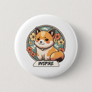 Badge Rond 5 Cm Coupe Cute Shiba Inu