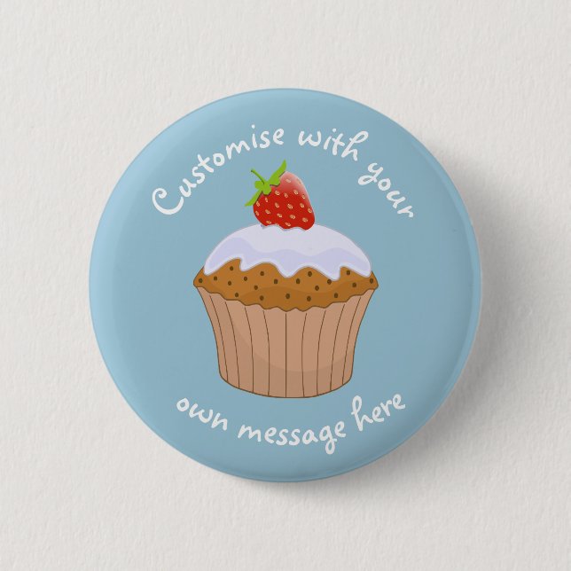 Badge Rond 5 Cm Coupe de fraise de texte personnalisé (Devant)