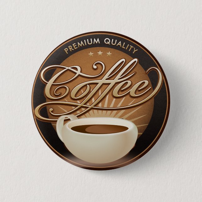 Badge Rond 5 Cm Coupe du café et du café (Devant)