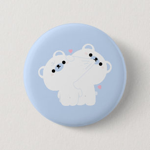 Badge Rond 5 Cm Couple d'ours polaire mignon