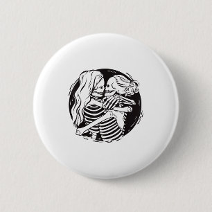 Badge Rond 5 Cm Couple lesbien Fierté Lgbtq Squelettes S'embrassan
