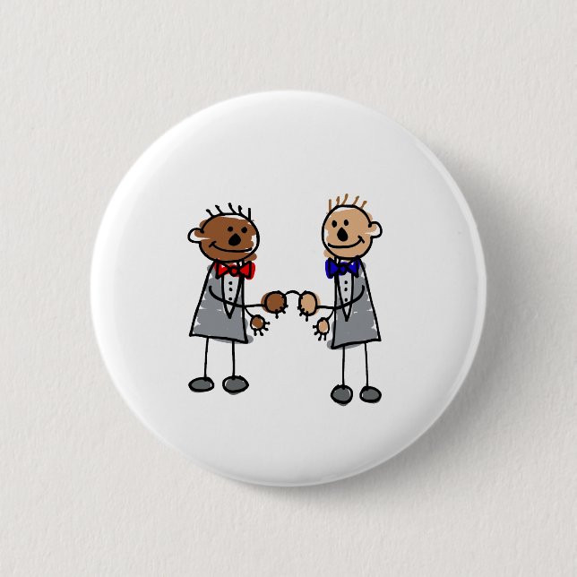 Badge Rond 5 Cm Couples gais interraciaux (Devant)
