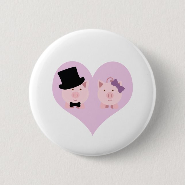 Badge Rond 5 Cm Couples mignons de porc (Devant)